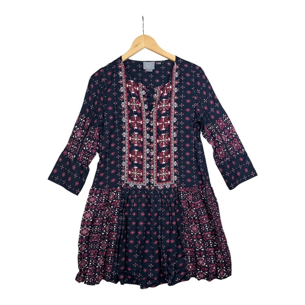 Anthropologie Vanessa Virginia Kaleidoscope Embroidered Tunic Dress size‎ Small